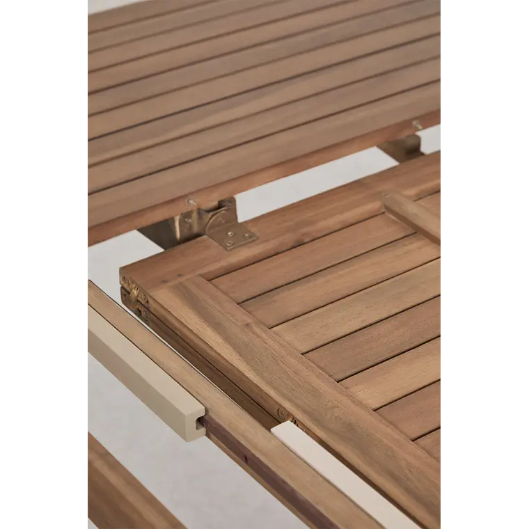 Mesa de jardín 100-160x100 cm extensible en madera de acacia Nereva 10