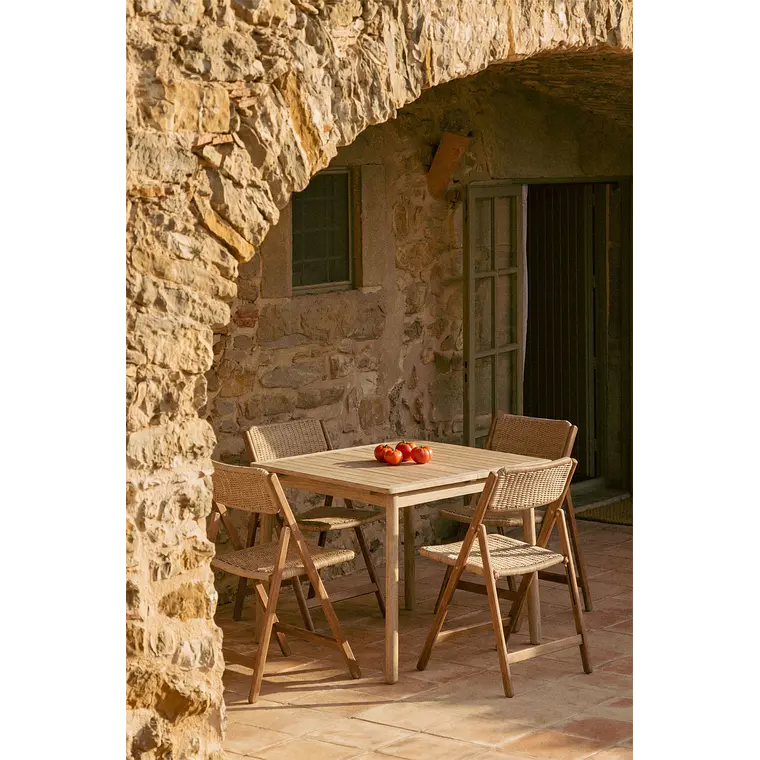 Mesa de jardín 100-160x100 cm extensible en madera de acacia Nereva 13