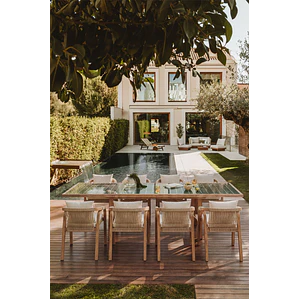 Mesa de jardín rectangular 200-260-320x100 cm extensible en madera de acacia Lumora