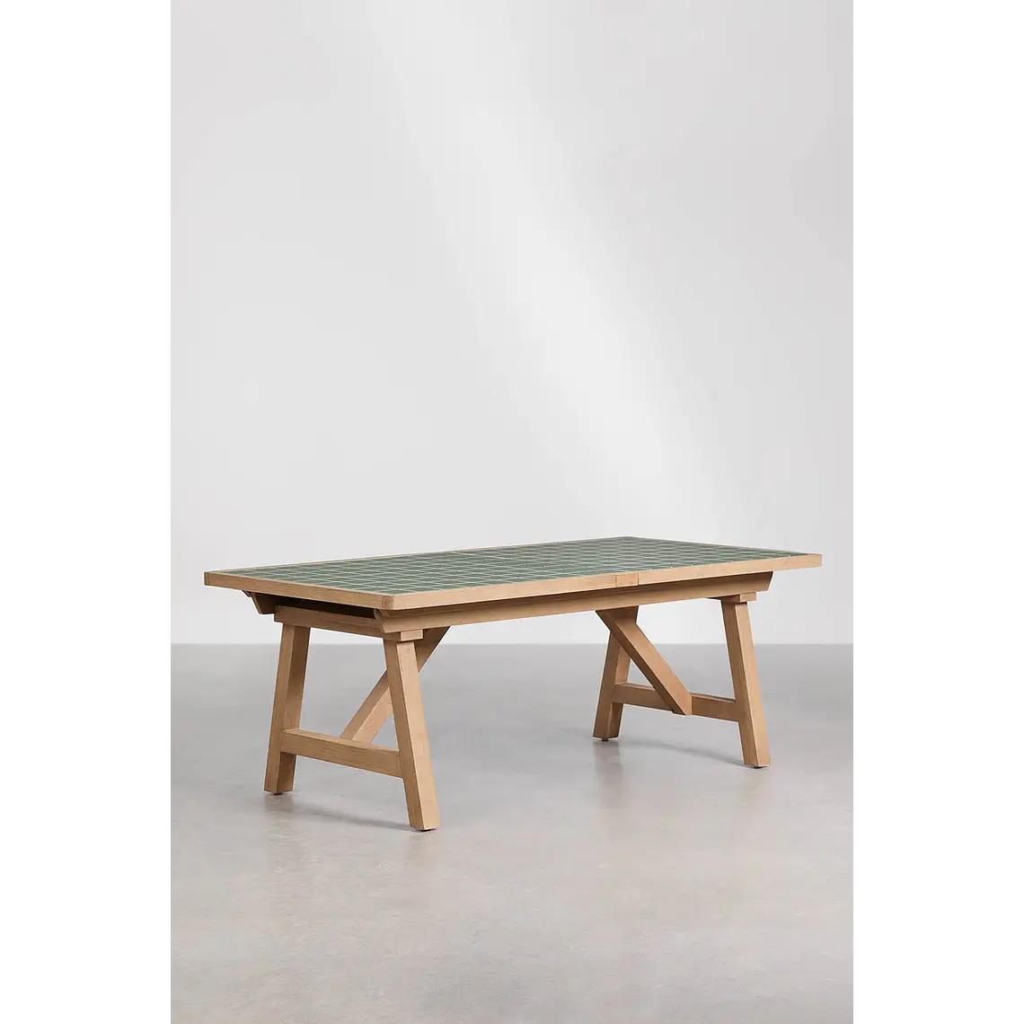 Mesa de jardín rectangular 200-260-320x100 cm extensible en madera de acacia Lumora 4