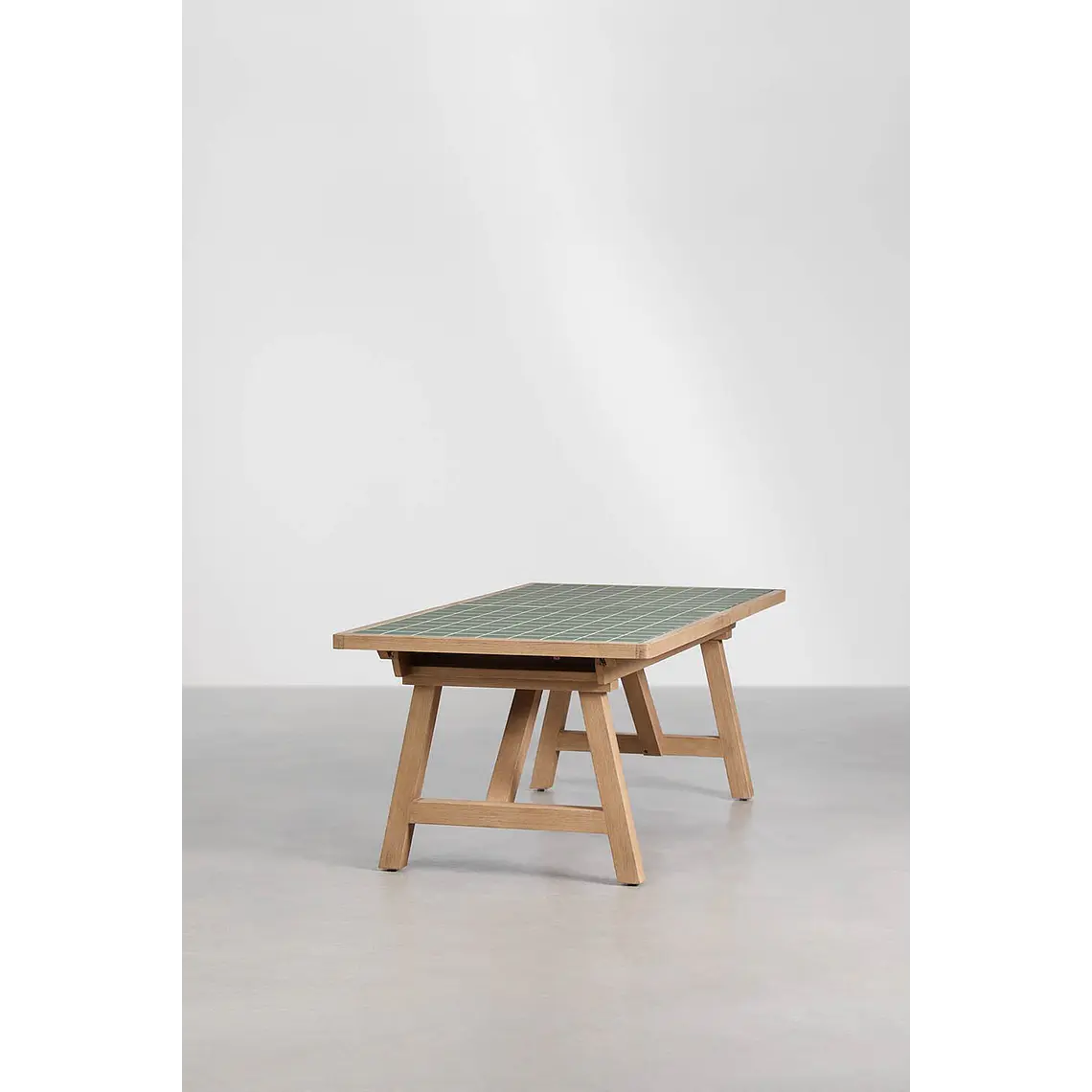 Mesa de jardín rectangular 200-260-320x100 cm extensible en madera de acacia Lumora 5
