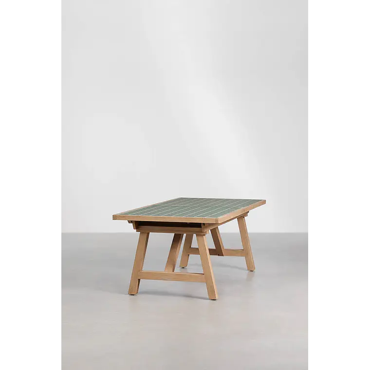 Mesa de jardín rectangular 200-260-320x100 cm extensible en madera de acacia Lumora 5