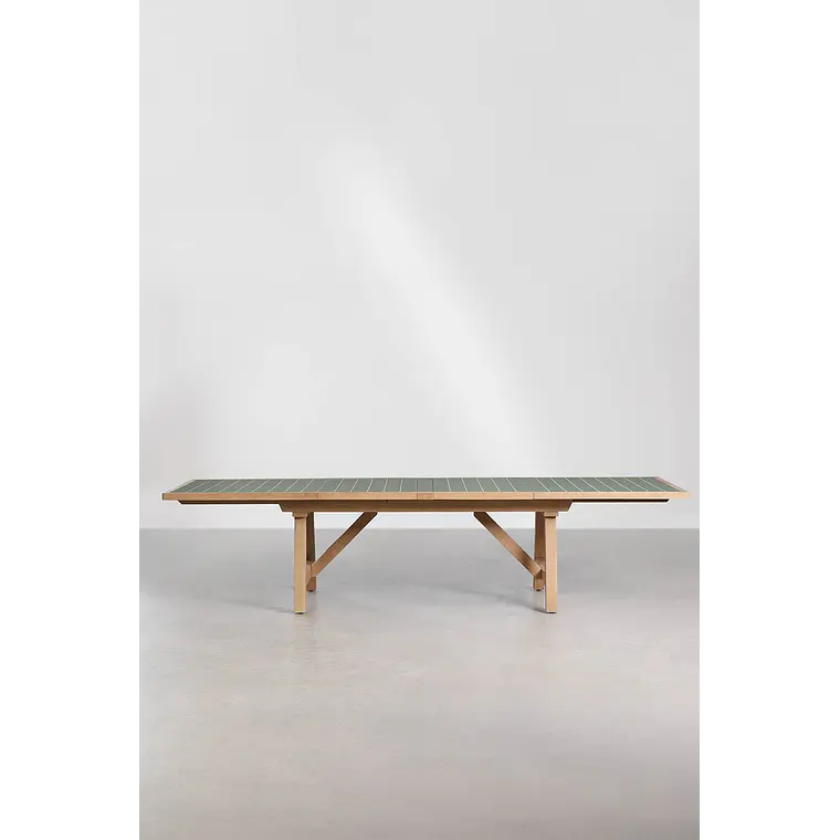 Mesa de jardín rectangular 200-260-320x100 cm extensible en madera de acacia Lumora 6