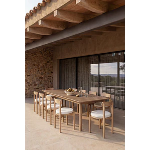 Mesa de jardín rectangular 250-310x105 cm extensible en madera de acacia Cereva
