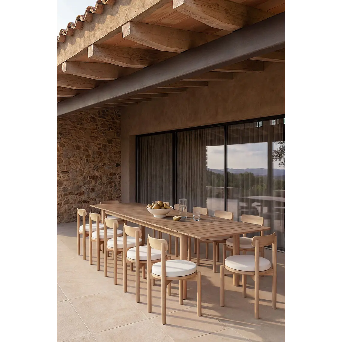 Mesa de jardín rectangular 250-310x105 cm extensible en madera de acacia Cereva 3