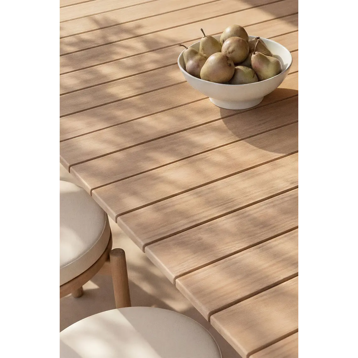 Mesa de jardín rectangular 250-310x105 cm extensible en madera de acacia Cereva 4