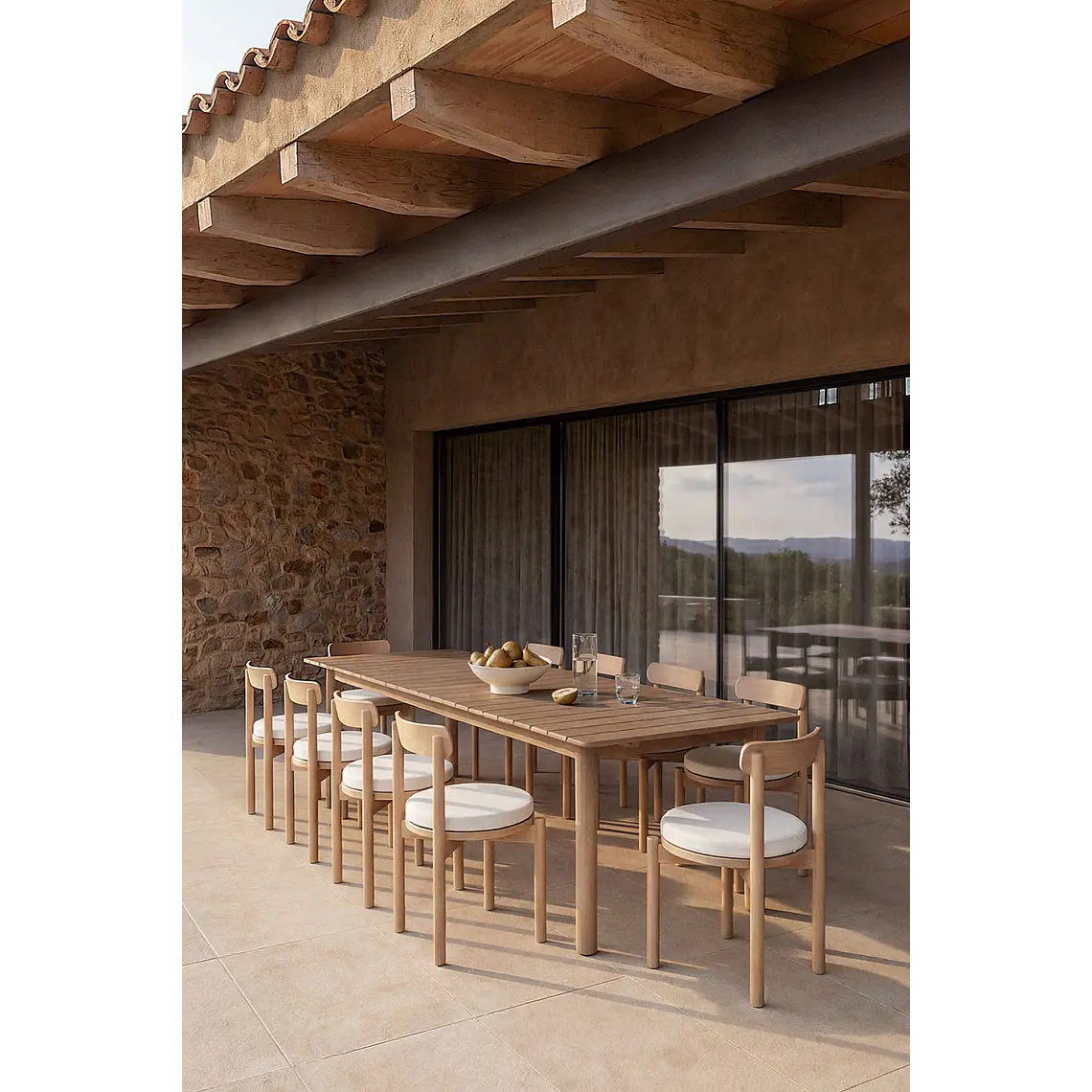 Mesa de jardín rectangular 250-310x105 cm extensible en madera de acacia Cereva 13