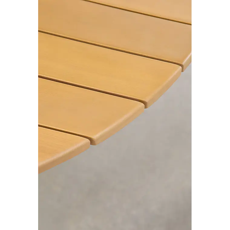 Mesa de jardín redonda en madera de eucalipto y aluminio Dora 4
