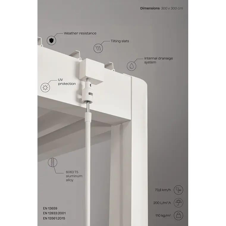 Pérgola bioclimática de aluminio con lamas Kelina 4