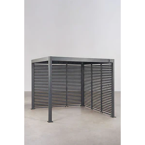 Pérgola bioclimática de aluminio con lamas y paneles laterales Liorina