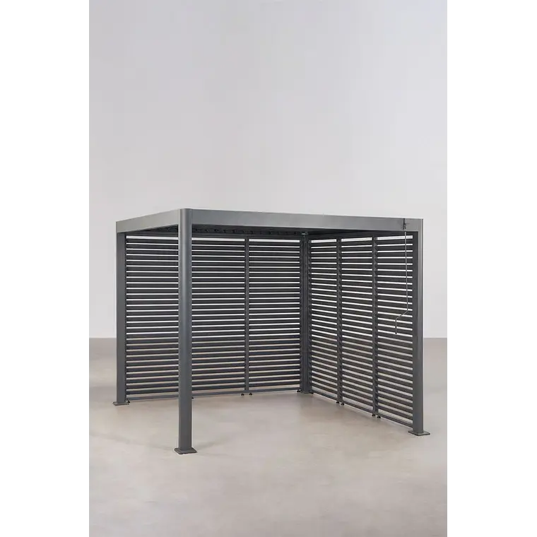 Pérgola bioclimática de aluminio con lamas y paneles laterales Liorina 1
