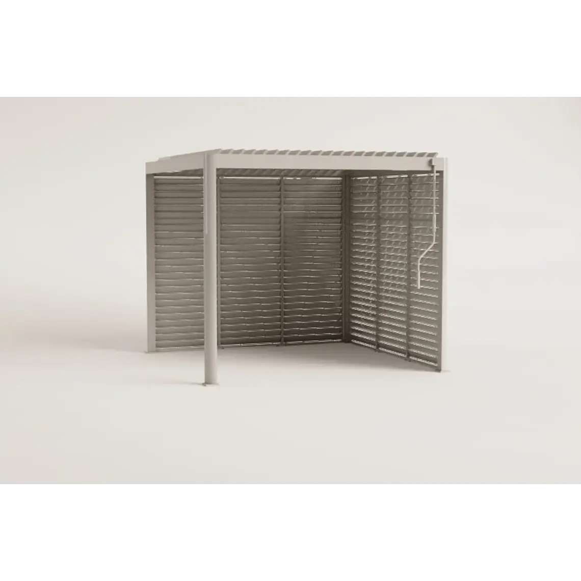 Pérgola bioclimática de aluminio con lamas y paneles laterales Liorina 9