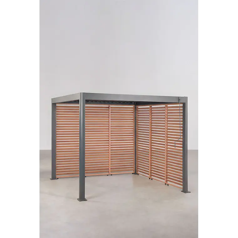 Pérgola bioclimática de aluminio con lamas y paneles laterales Liorina 13