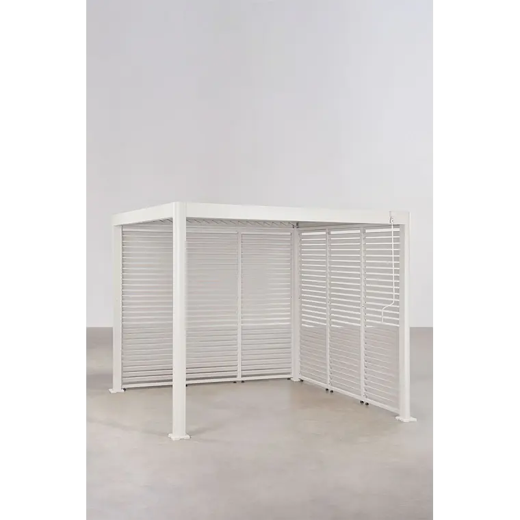 Pérgola bioclimática de aluminio con lamas y paneles laterales Liorina 14
