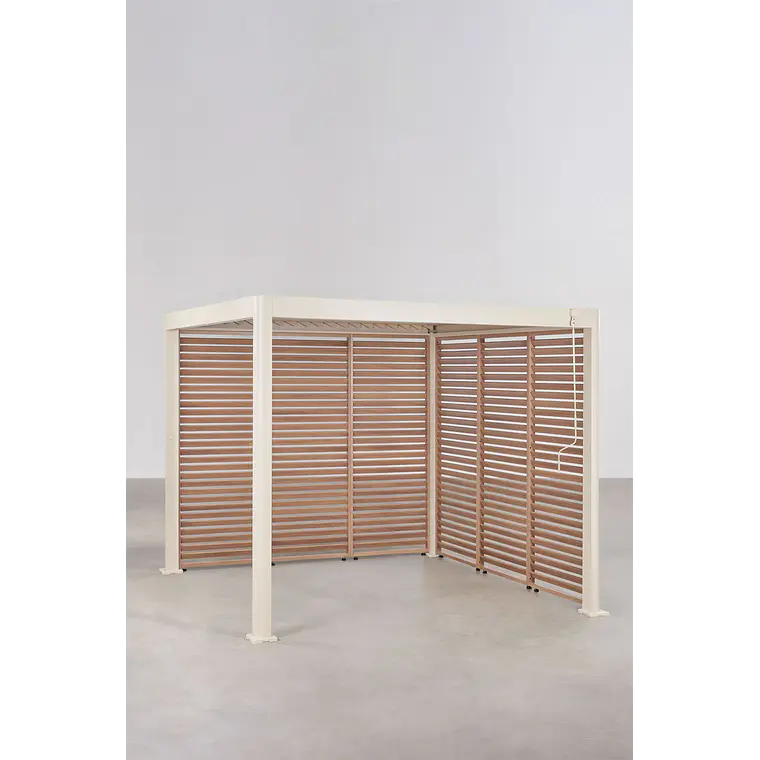 Pérgola bioclimática de aluminio con lamas y paneles laterales Liorina 15
