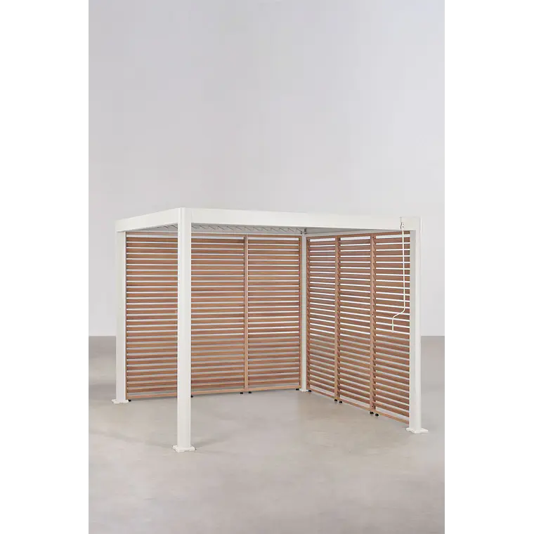 Pérgola bioclimática de aluminio con lamas y paneles laterales Liorina 16