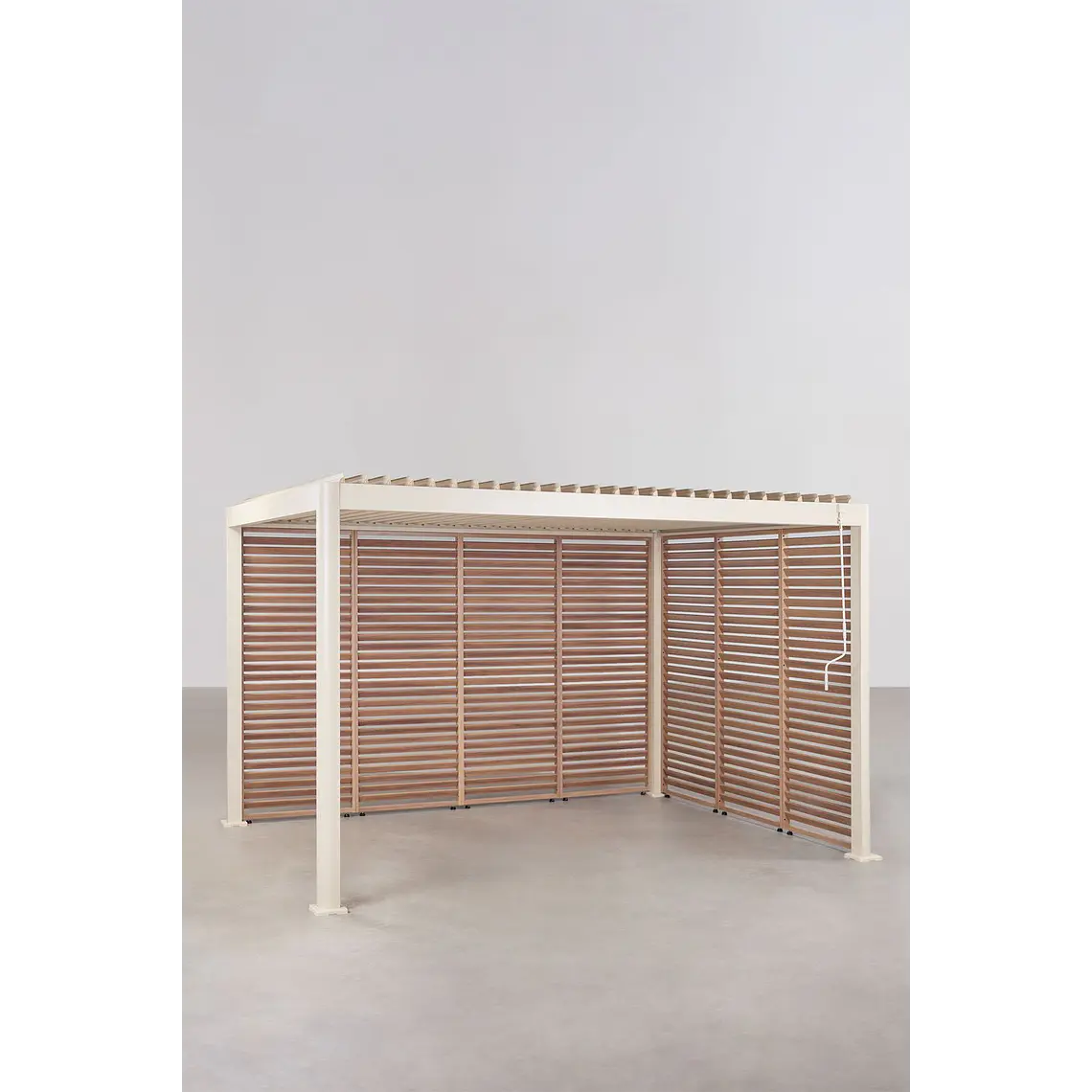 Pérgola bioclimática de aluminio con lamas y paneles laterales Liorina 19