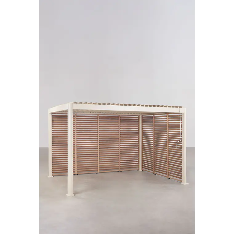 Pérgola bioclimática de aluminio con lamas y paneles laterales Liorina 19