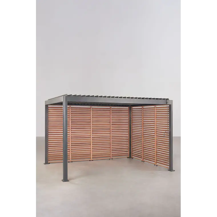 Pérgola bioclimática de aluminio con lamas y paneles laterales Liorina 20