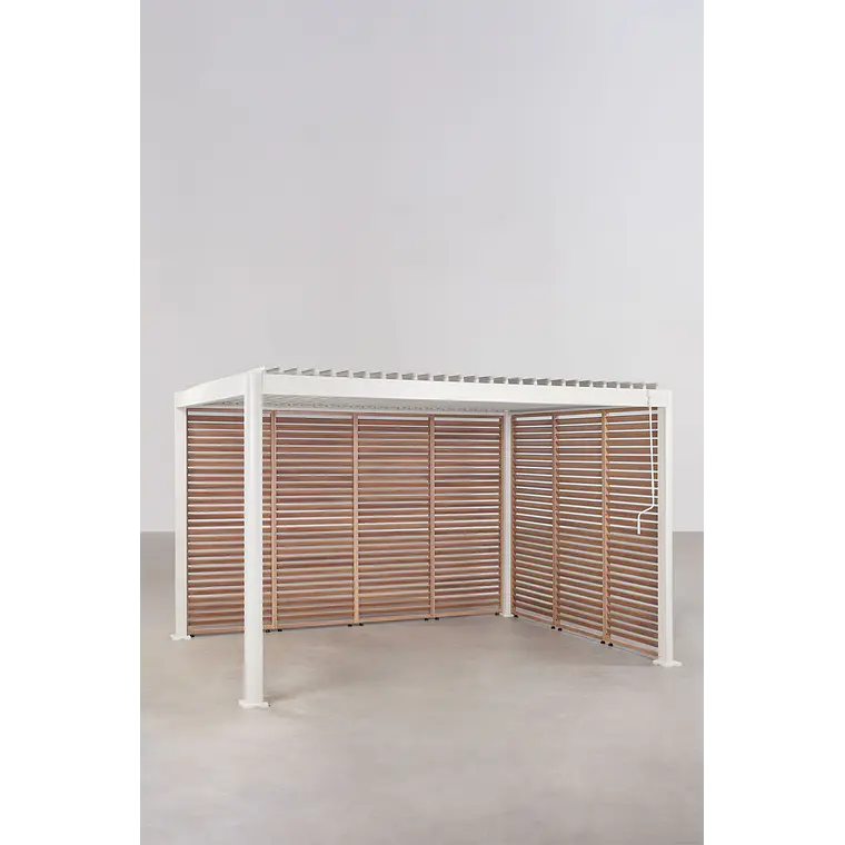 Pérgola bioclimática de aluminio con lamas y paneles laterales Liorina 21