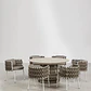 Set de mesa redonda Ø140 cm en cerámica y 6 sillas de jardín con reposabrazos en aluminio y cuerda trenzada Dunora - Miniatura 15