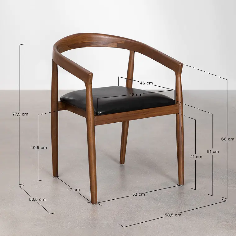 Silla de comedor Nivara en madera de teca 9