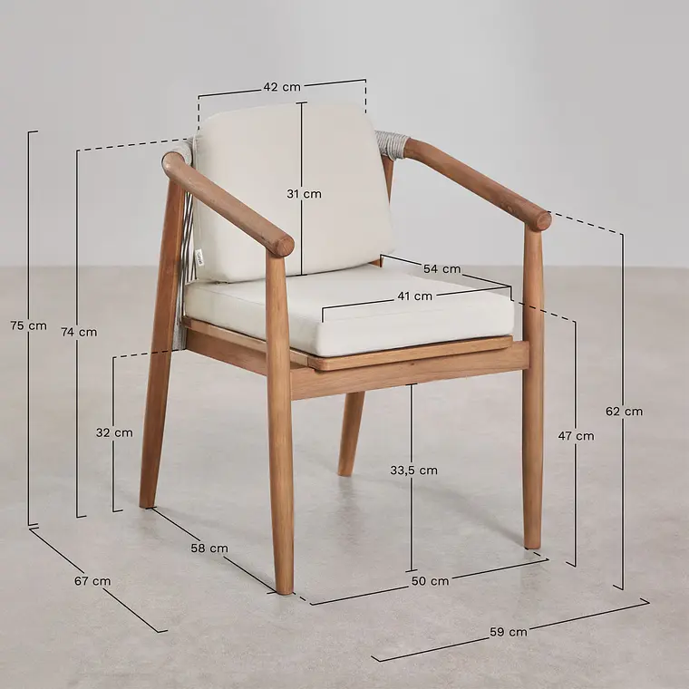 Silla de comedor Raeen en madera 7