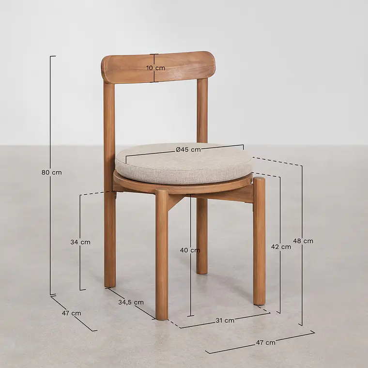 Silla de comedor Saelela en madera de acacia 10