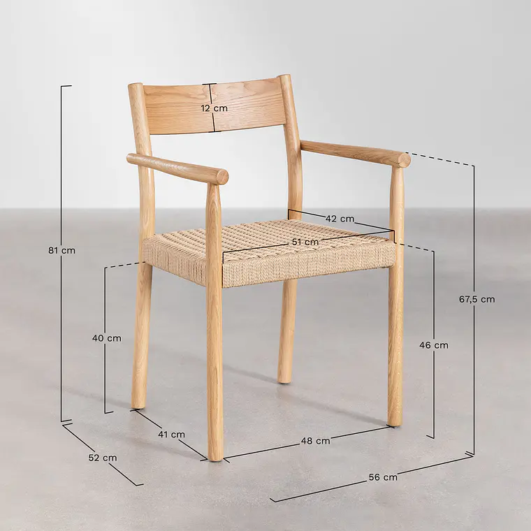 Silla de comedor Tiria en madera de roble 12