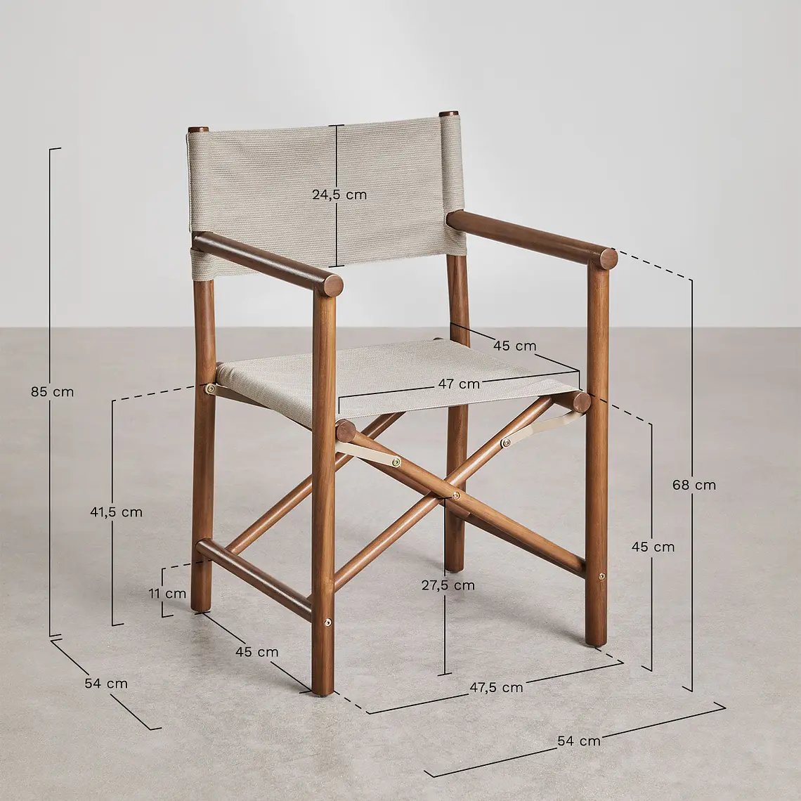 Silla de director plegable de jardín en madera de acacia Morena 10