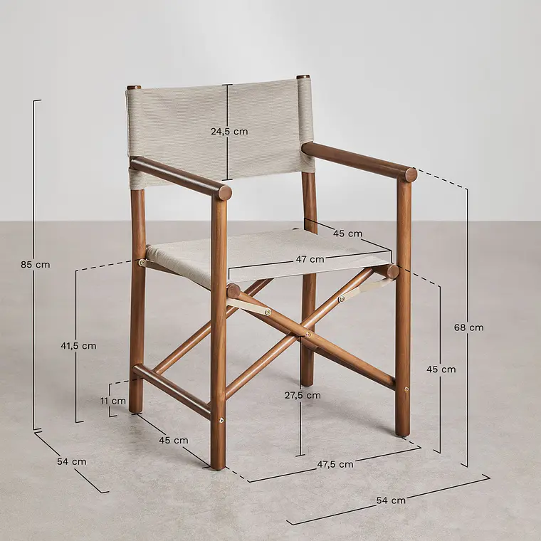 Silla de director plegable de jardín en madera de acacia Morena 10