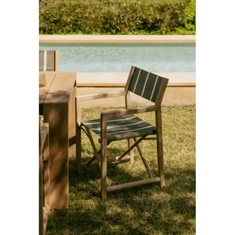 Silla de director plegable de jardín en madera de acacia Navora 11