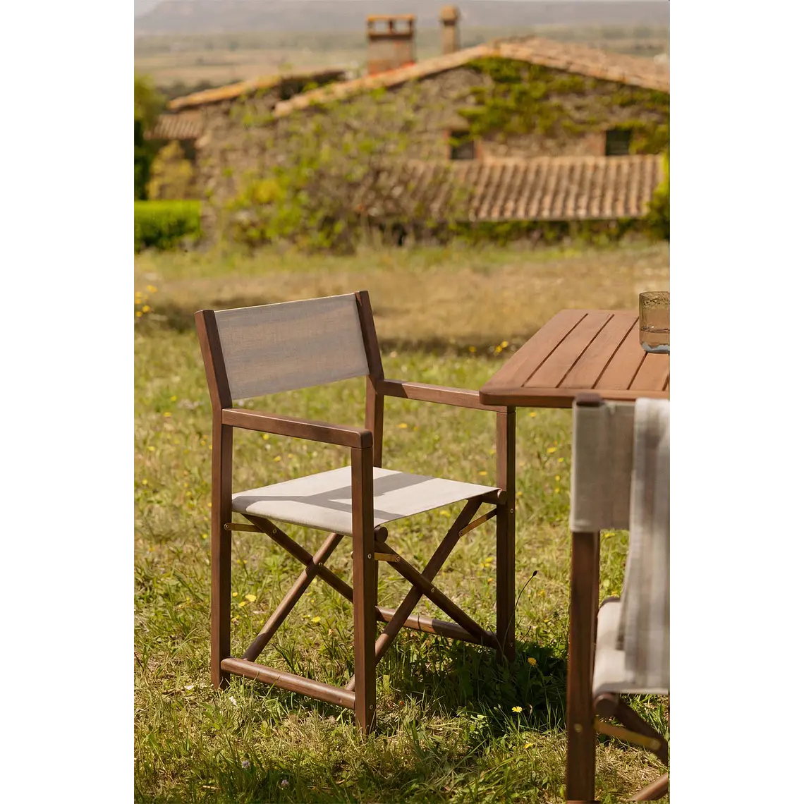 Silla de director plegable de jardín en madera de acacia Navora 13