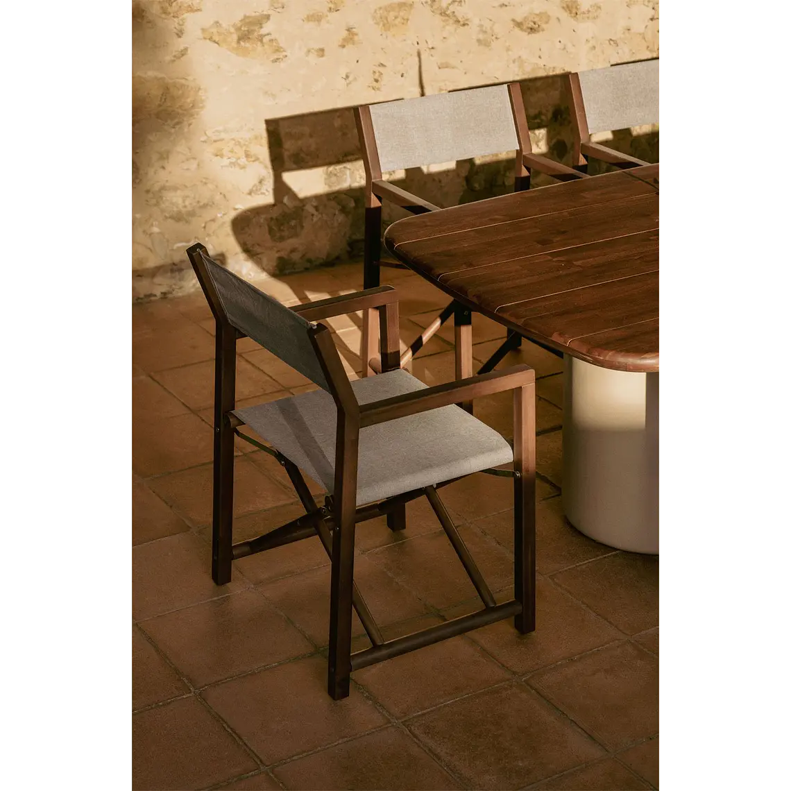 Silla de director plegable de jardín en madera de acacia Navora 14