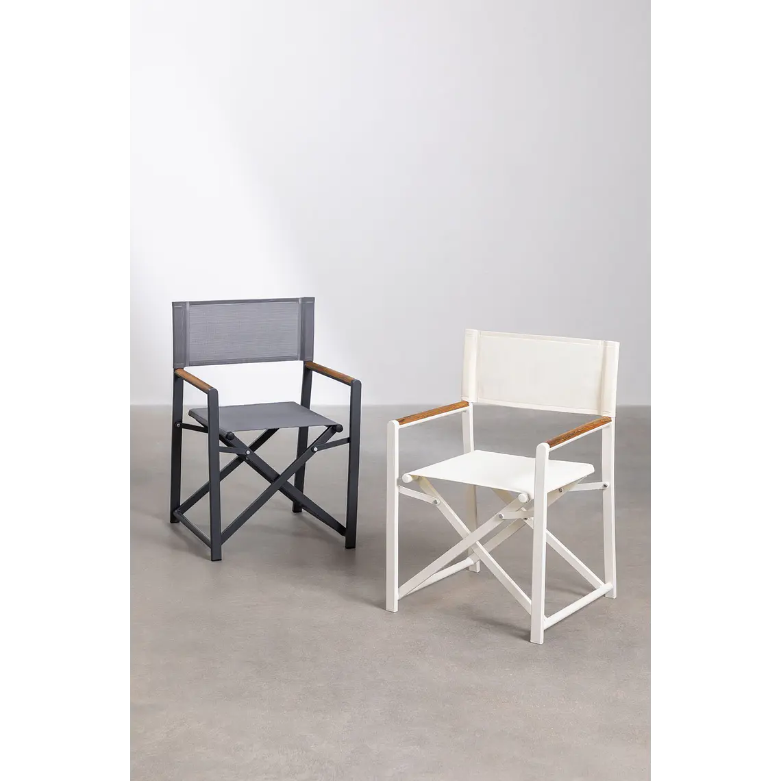 Silla de director plegable para jardín en aluminio y madera de teca Gavia 8