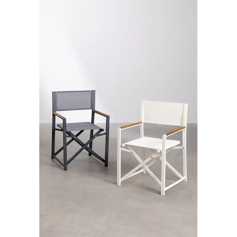 Silla de director plegable para jardín en aluminio y madera de teca Gavia 8