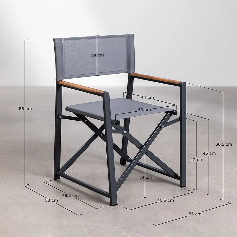 Silla de director plegable para jardín en aluminio y madera de teca Gavia 9