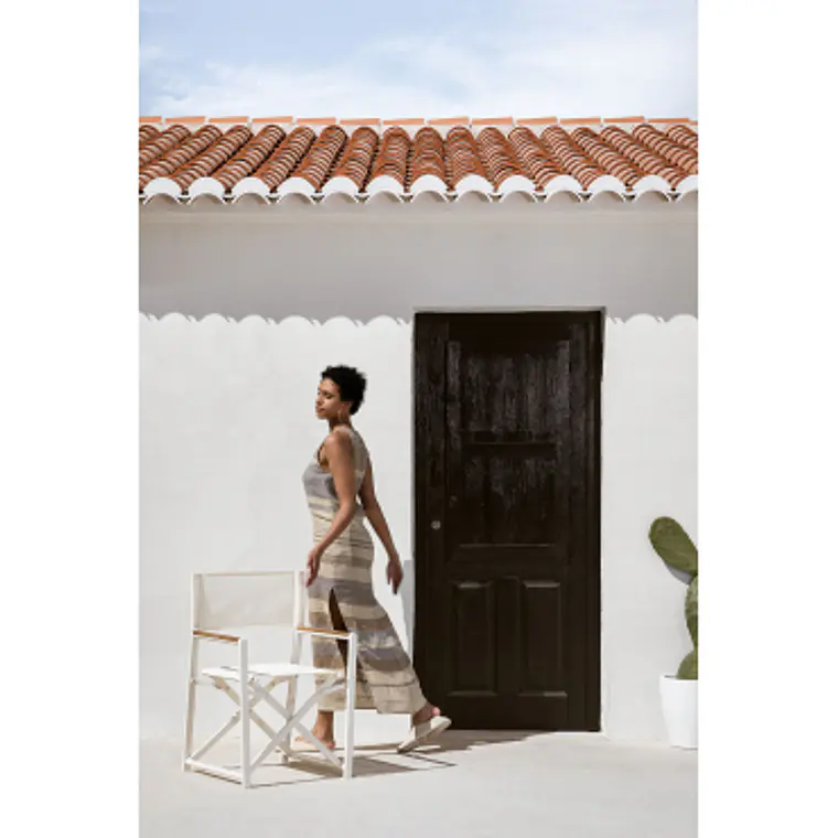 Silla de director plegable para jardín en aluminio y madera de teca Gavia 10