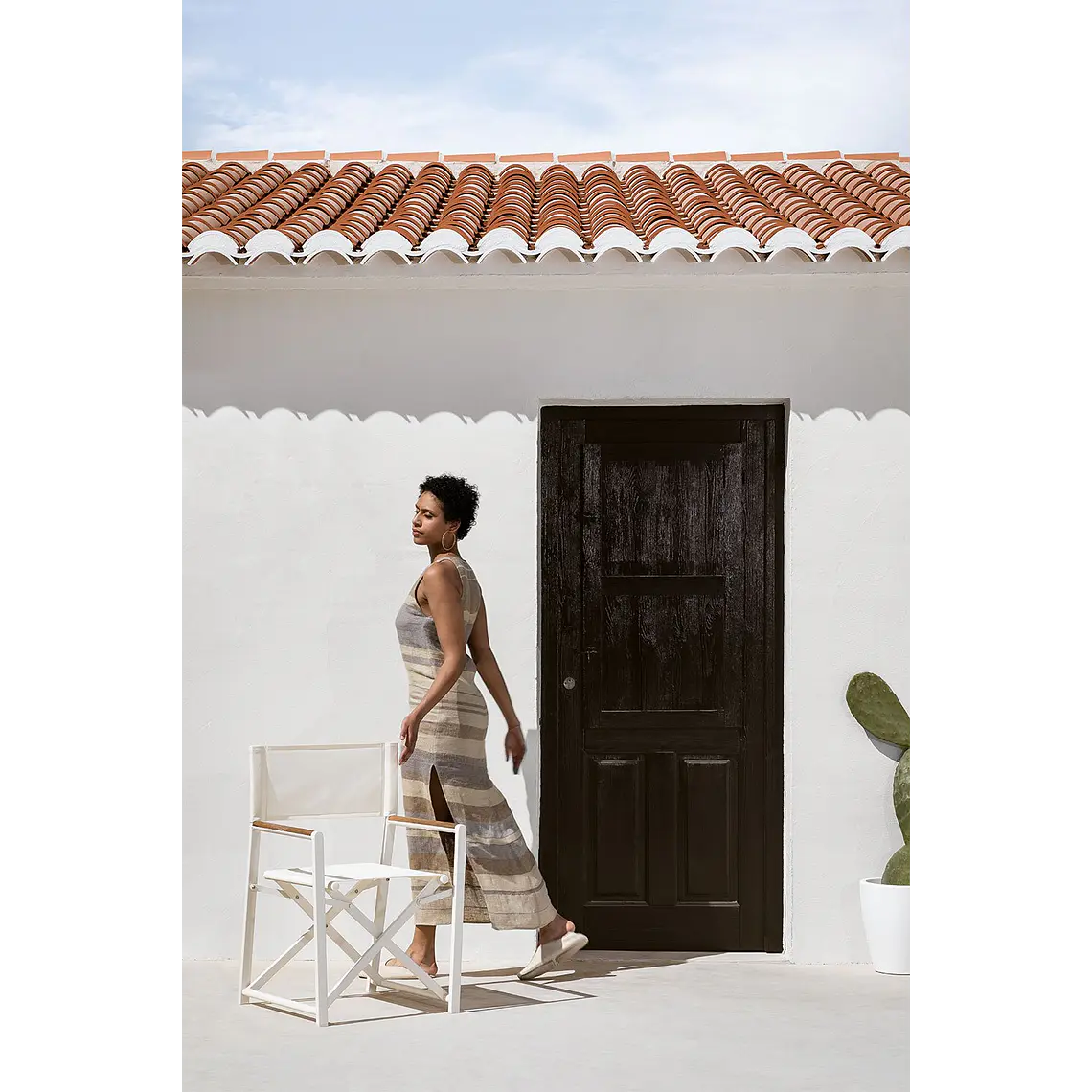 Silla de director plegable para jardín en aluminio y madera de teca Gavia 11