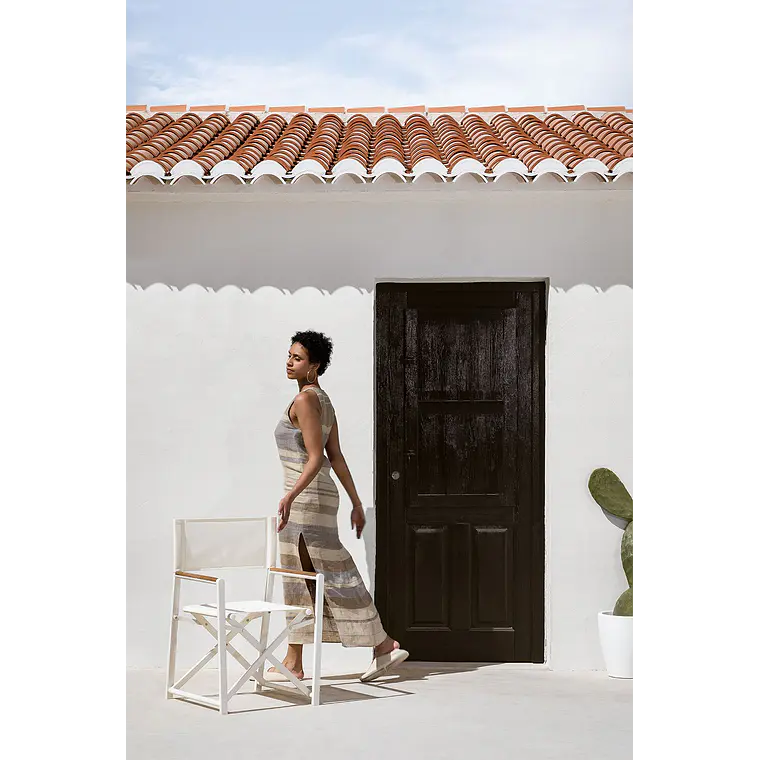 Silla de director plegable para jardín en aluminio y madera de teca Gavia 11