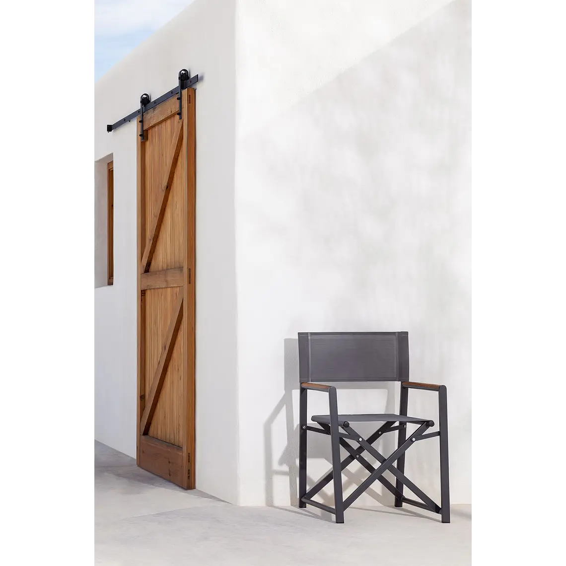 Silla de director plegable para jardín en aluminio y madera de teca Gavia 12