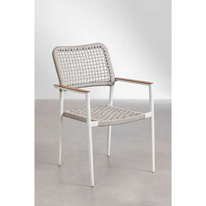 Silla de jardín apilable con reposabrazos en aluminio y cuerda trenzada Zoria
