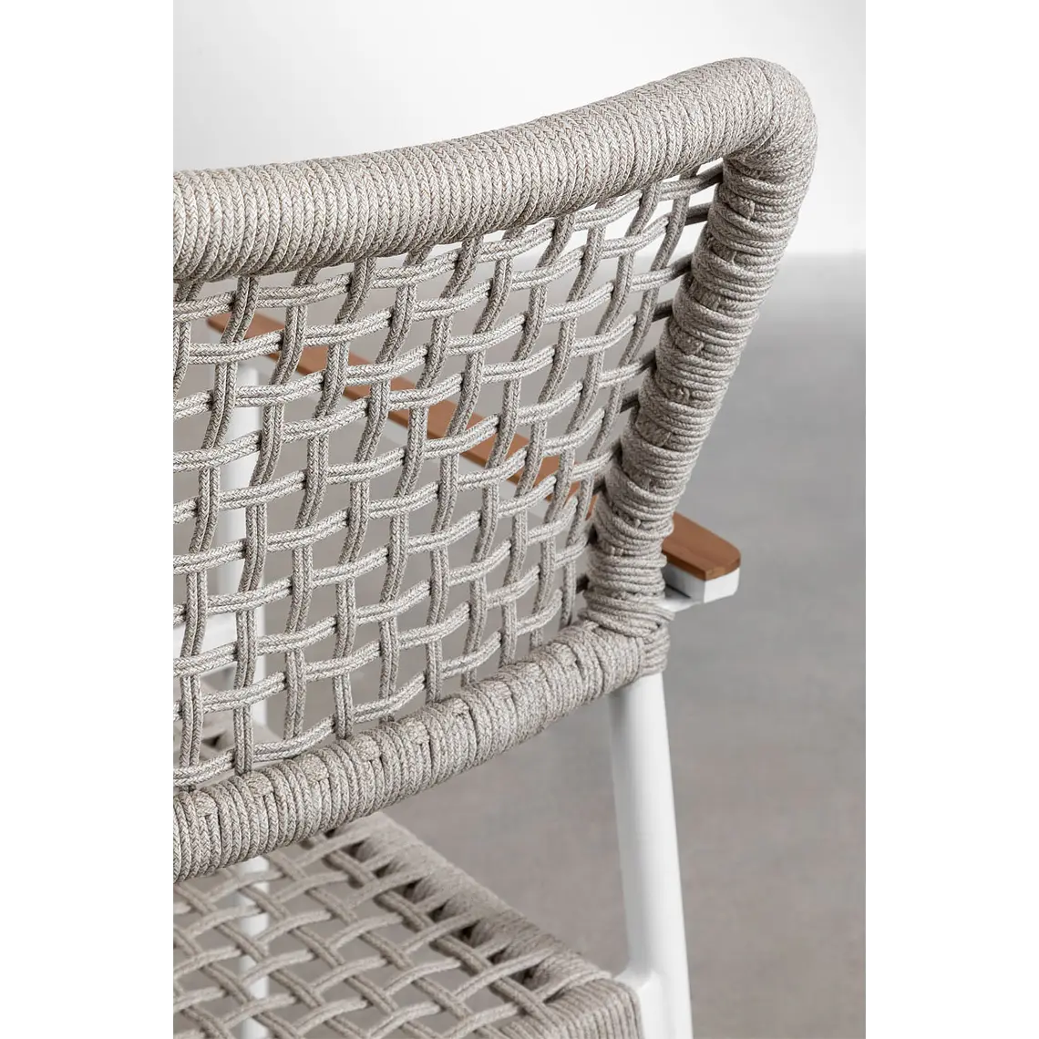 Silla de jardín apilable con reposabrazos en aluminio y cuerda trenzada Zoria 5