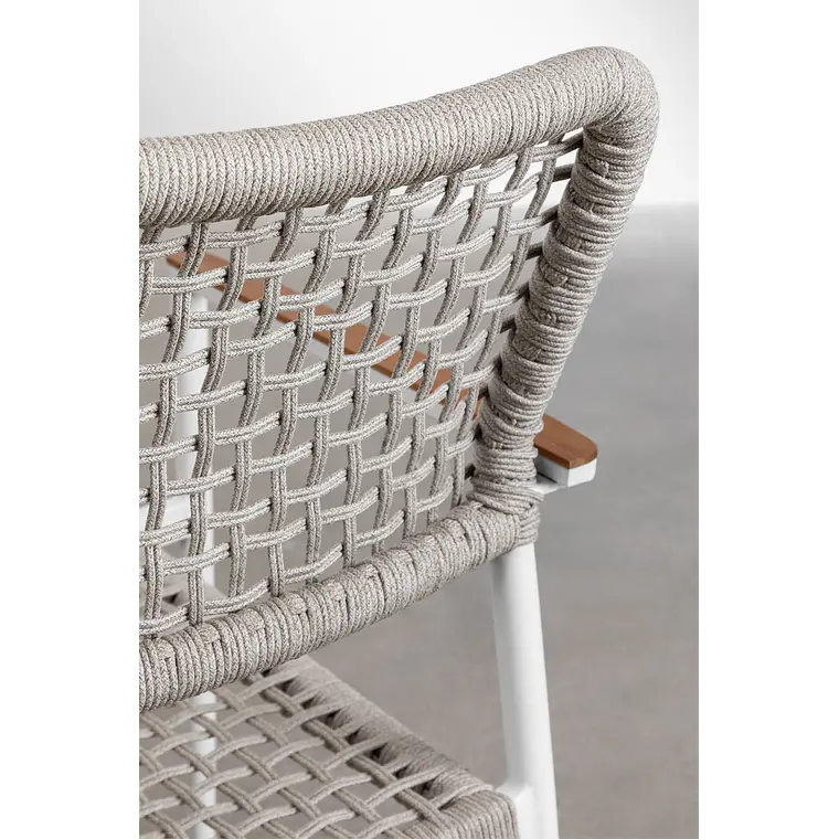 Silla de jardín apilable con reposabrazos en aluminio y cuerda trenzada Zoria 5