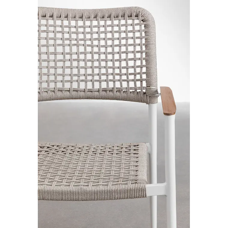 Silla de jardín apilable con reposabrazos en aluminio y cuerda trenzada Zoria 6