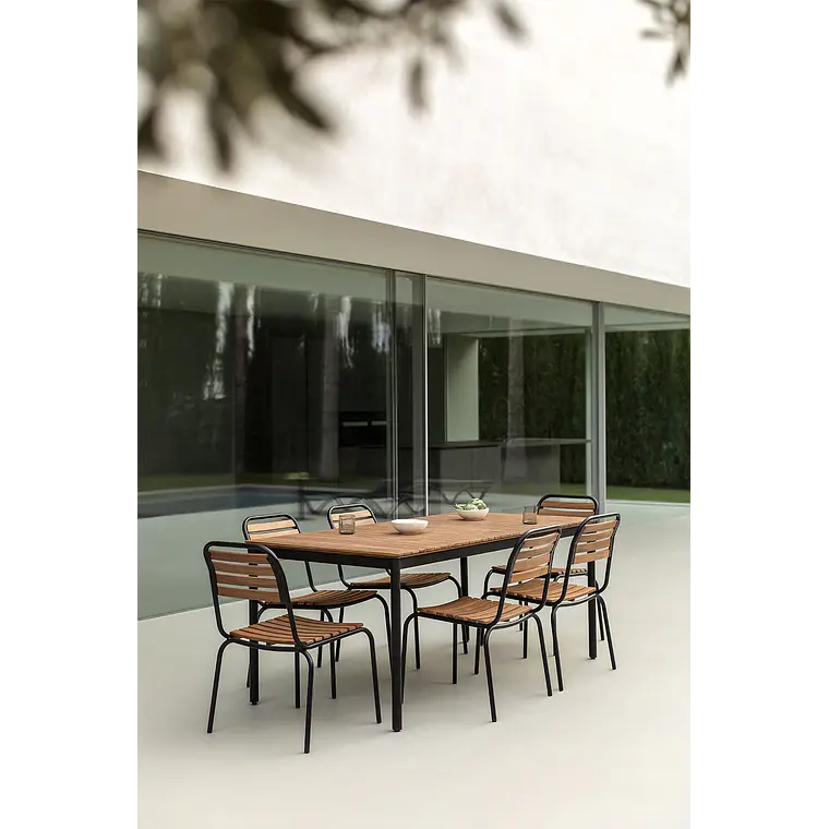 Silla de jardín apilable en acero y madera de acacia Selia 3