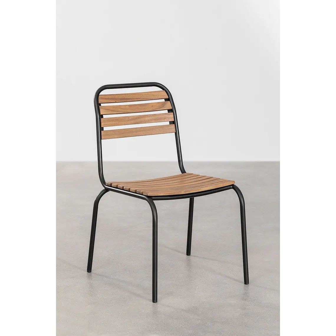 Silla de jardín apilable en acero y madera de acacia Selia 4