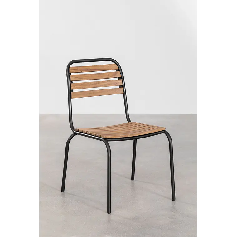 Silla de jardín apilable en acero y madera de acacia Selia 4