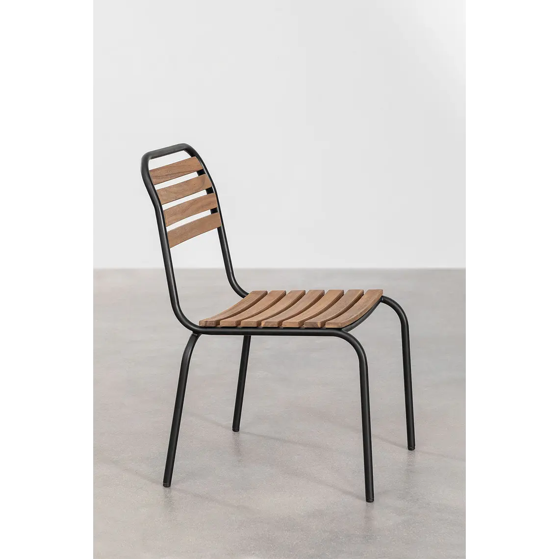 Silla de jardín apilable en acero y madera de acacia Selia 5