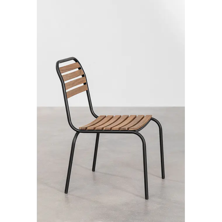 Silla de jardín apilable en acero y madera de acacia Selia 5